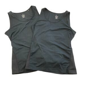 Lot of 2 Tommie Copper Womens XL Black Lower Back Support Tanks